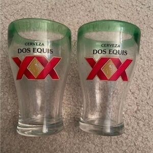 Dos Equis Green and Red Beer Glasses Set